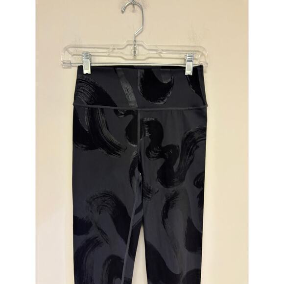 Sweaty Betty Goddess Workout Leggings Black Paint Lines Foil Print - Picture 8 of 8